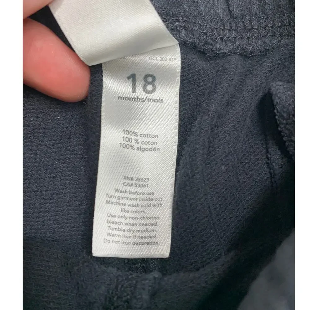 Carter's black 100% cotton terry cloth sweat shorts 18 months